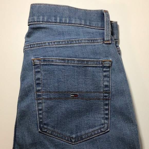 NWT Tommy Hilfiger Navy/Red Side Zip Raw Hem Skinny Jeans (sz 10) - Picture 5 of 6